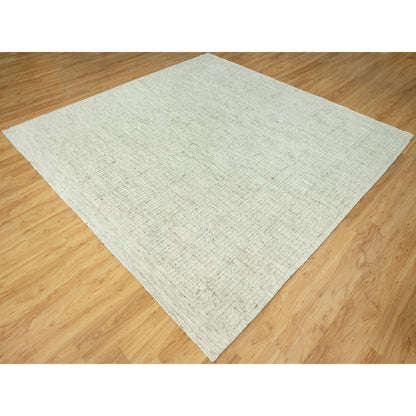 10'3"X10'3" Edgecomb Gray Flat Weave Pure Wool Cord Hand Woven Square Rug