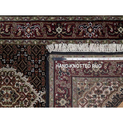 2'7"X24'1" Black Tebraz Mahi Fish Design Hand Knotted Wool Xl Runner Rug