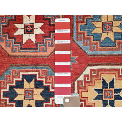 10'X13'10" Red Afghan Ersari Design Hand Knotted Natural Wool Rug