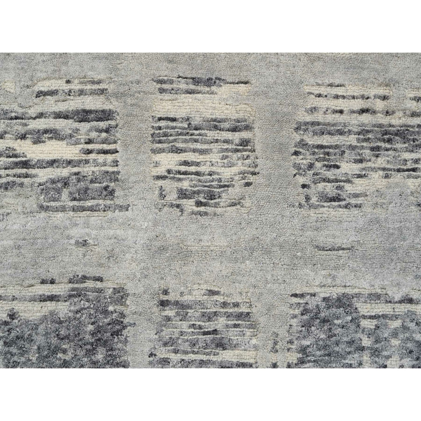 2'1"X3'1" Light Gray Hand Knotted Modern Hand Spun Wool Mat Oriental Rug