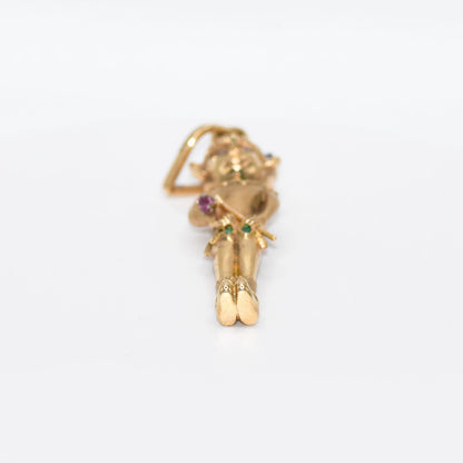 14K Yellow Gold Multi Stone Elf Pendant, 30.7Gr