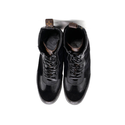 Louis Vuitton Women'S Laureate Platform Desert Boots Suede With Monogram Canvas