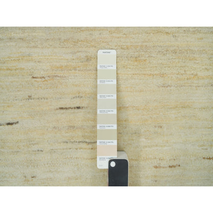 Rug 6'x9' White Wool Hand Knotted Lori Buft Thick and Plush Plain Design