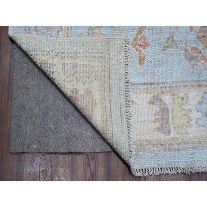 9'X12'6" Quilt Blue Afghan Hand Knotted Angora Oushak Oriental Rug
