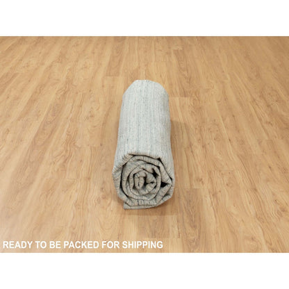 10'X10' Green Hand Loomed Variegated Organic Wool Oriental Round Rug