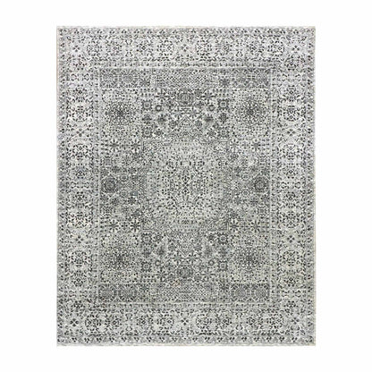 8'X9'10" White Undyed 100% Wool Hand Knotted Mamluk Dynasty Design Rug