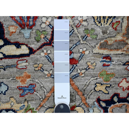 3'X15'5" Gray Peshawar Bijar Garus Design Wool Hand Knotted Runner Rug