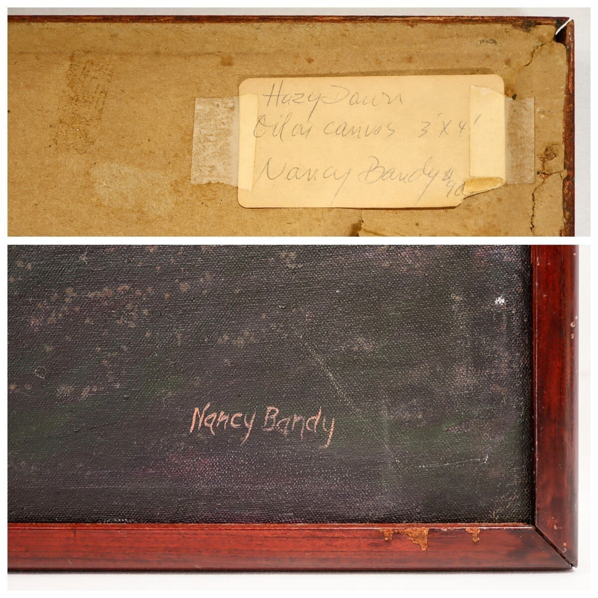 Nancy B. Bandy Hazy Dawn 1990 Original Oil Painting Large 36X48 Landscape Sky