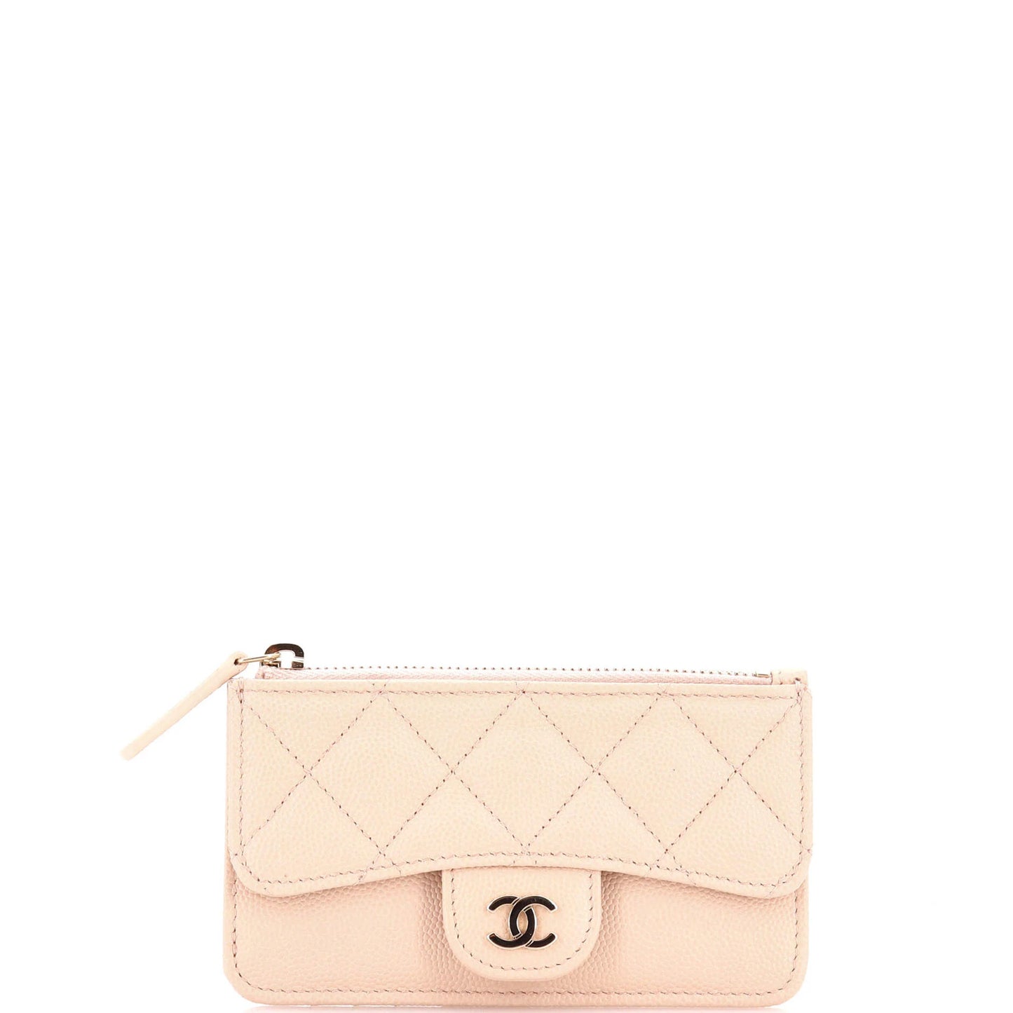 Chanel Flap Zip Card Holder Quilted Caviar
