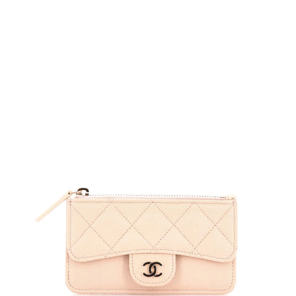 Chanel Flap Zip Card Holder Quilted Caviar