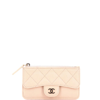 Chanel Flap Zip Card Holder Quilted Caviar