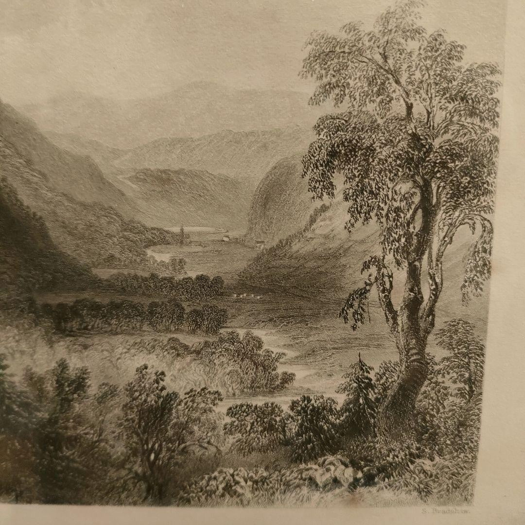 Antique 1842 Engraving Castle Howard By W.H. Bartlett & S. Bradshaw Framed Uk