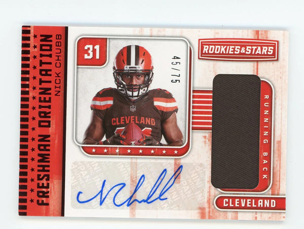 Nick Chubb 2018 Panini Rookies & Stars Patch Card #Fonc /75