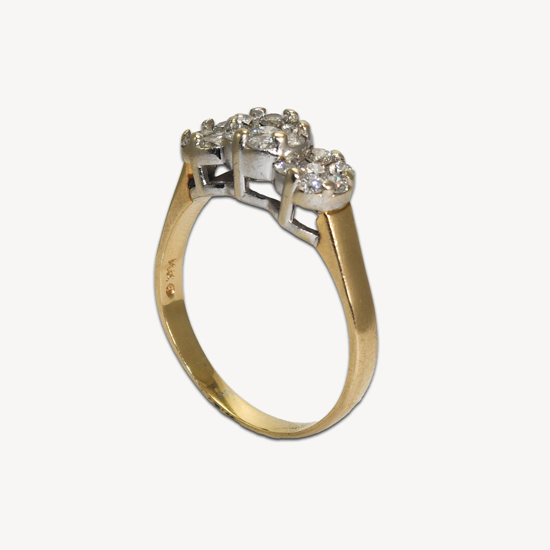 14K Yellow Gold Diamond Estate 1.00Ct Cluster
