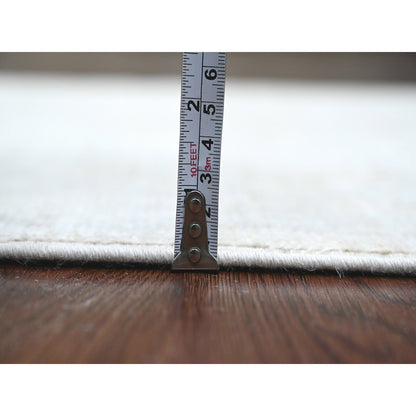 2'7"X11'7" Gray Angora Oushak Leaf Design Wool Hand Knotted Runner Rug