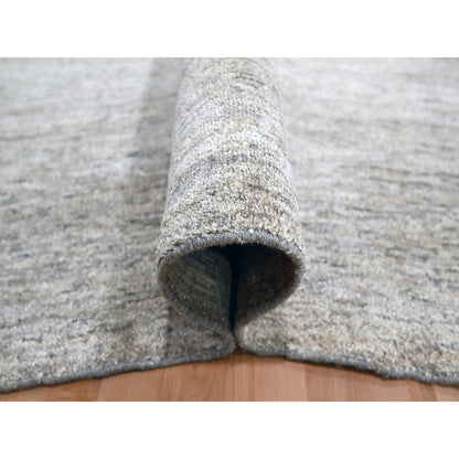 9'1"x11'10" Warm Taupe Plain Solid Design Pure Sari Silk Hand Knotted Rug