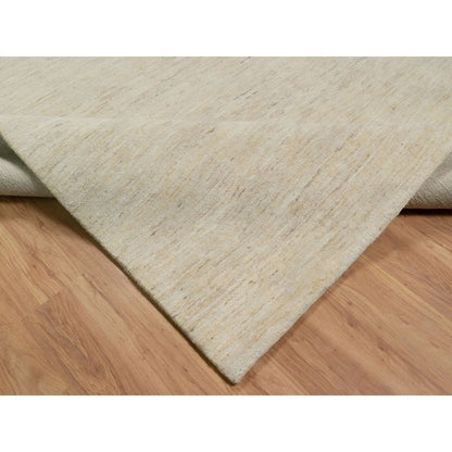 8'1"X15'10" White Plain Design Lori Buft All Wool Hand Knotted Runner Rug