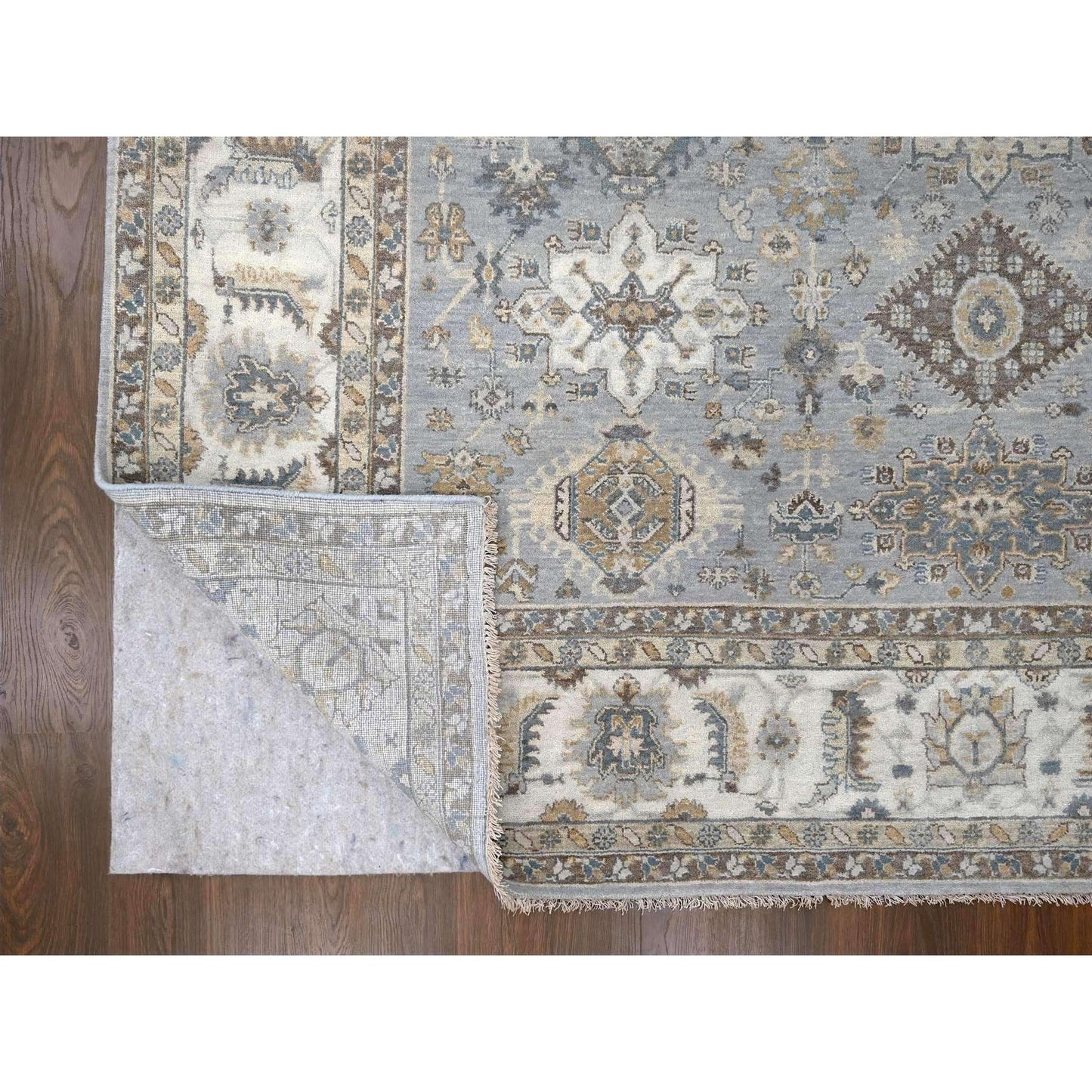 9'X12' Chrome Gray Organic Wool Karjihooz Design Hand Knotted Rug