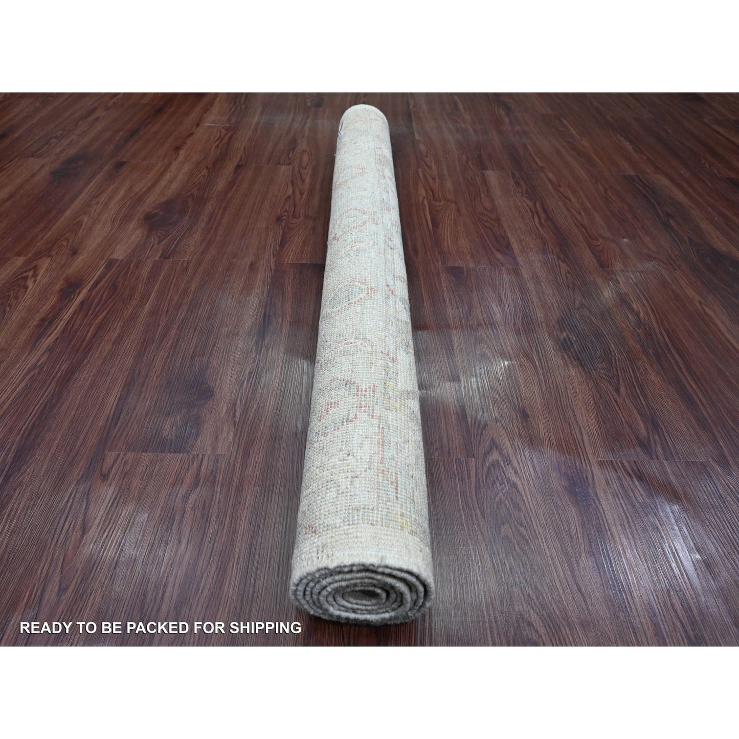 4'x6' Oyster White Afghan Angora Oushak Vine Design Hand Knotted Wool Rug