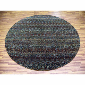 8'X8' Rust Brown Wool Hand Knotted Kohinoor Herrita Design Round Rug