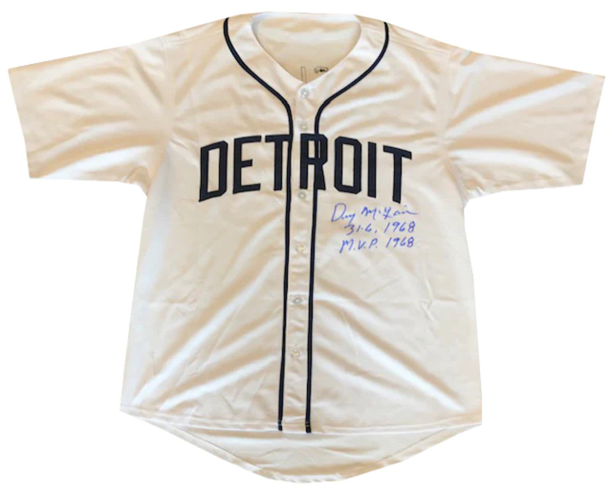 Denny Mclain Autographed "31-6, 1968 Mvp 1968" Detroit Tigers Jersey
