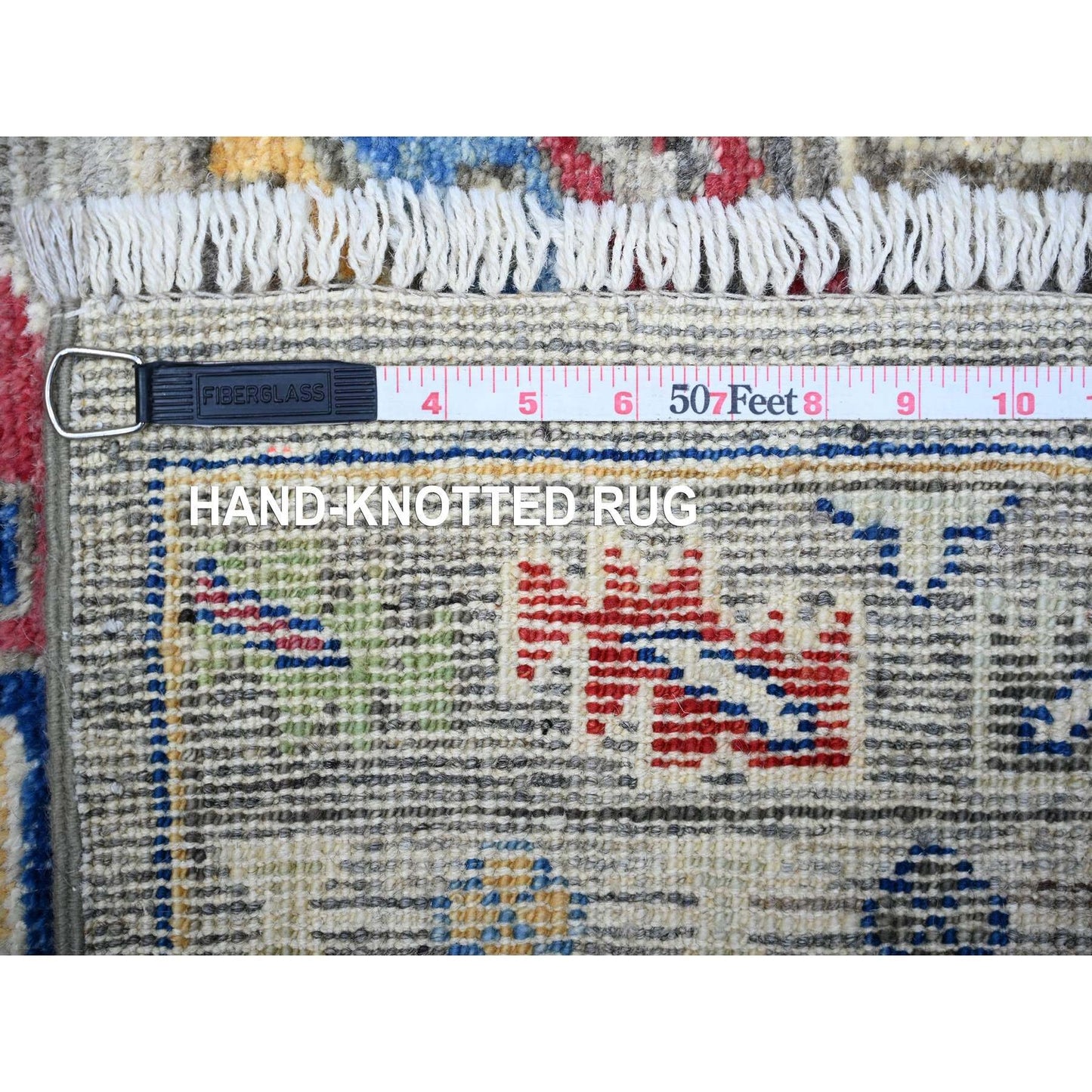 3'1"X9'9" Gray Angora Oushak Medallions Wool Hand Knotted Runner Rug