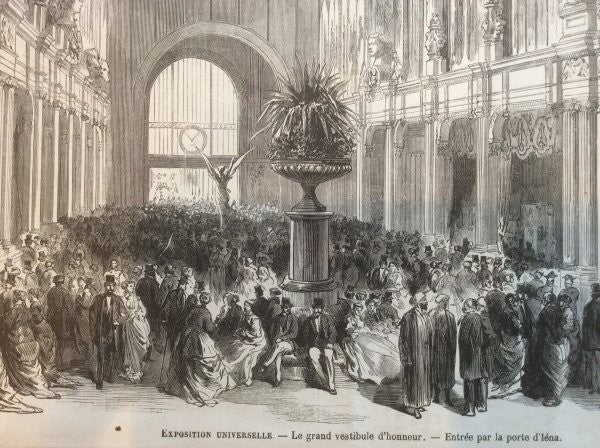 Paris Exposition Universelle 1867 Grand Vestibule Interior Original Engraving