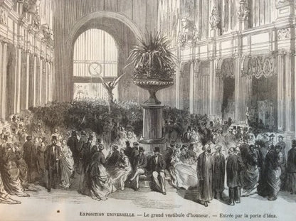 Paris Exposition Universelle 1867 Grand Vestibule Interior Original Engraving