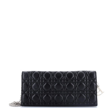 Christian Dior Lady Dior Convertible Chain Clutch Cannage Quilt Leather Long