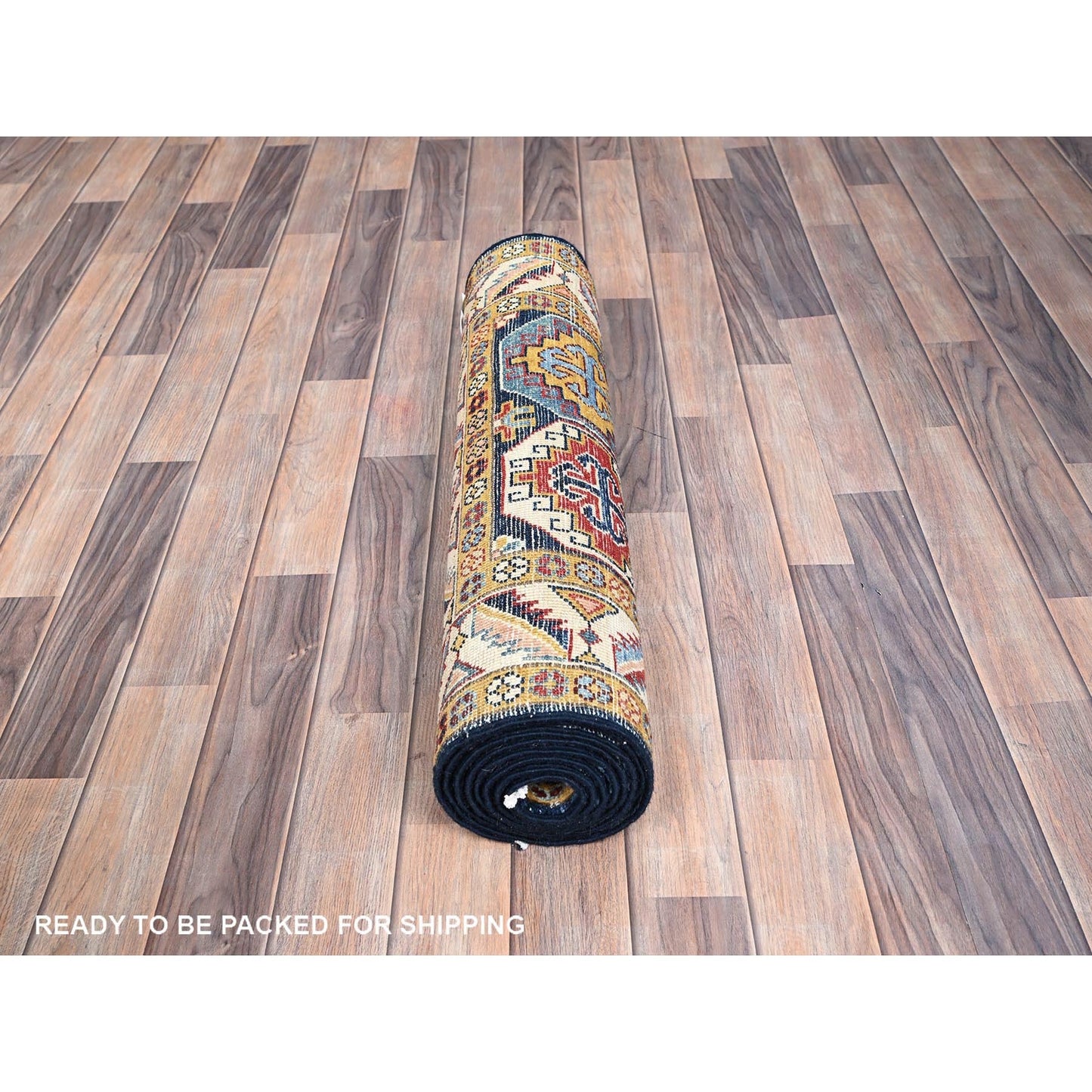 2'7"X9'6" Blue Afghan Special Kazak Hand Knotted Wool Wide Runner Rug