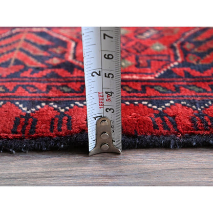 2'8"X4' Red Afghan Khamyab Tribal Design Soft Wool Hand Knotted Sample Rug