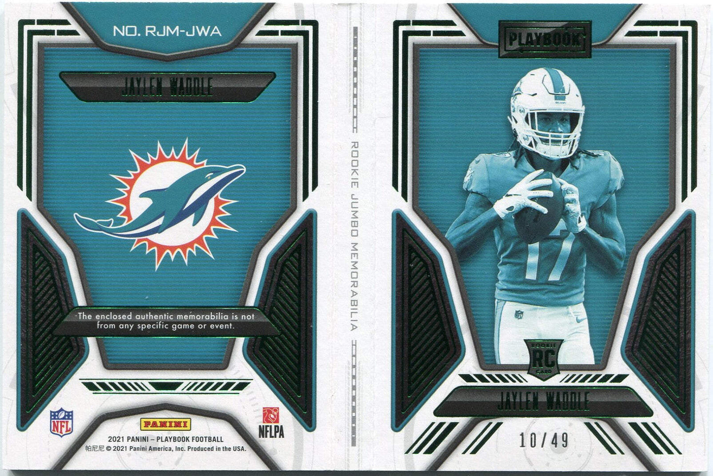 Jaylen Waddle 2021 Panini Playbook Dual 4 Color