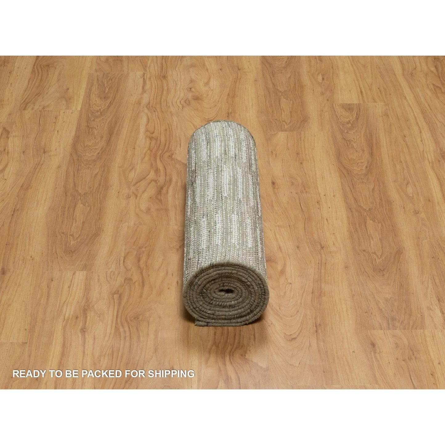 2'6"X11'10" Ivory Flat Weave With Pile Hand Woven Natural Wool Runner Rug