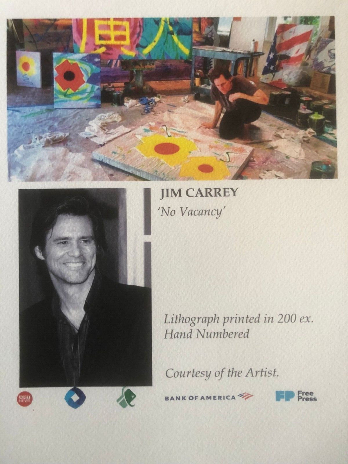 Jim Carrey Lithograph 200 Ex (Anthony Hopkins Pierce Brosnan Johnny Depp)
