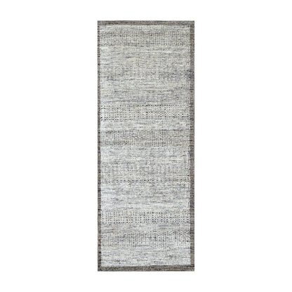 2'7"X6'2" Brown Hand Knotted Rug Pure Wool Oxidized Grass Design Runner