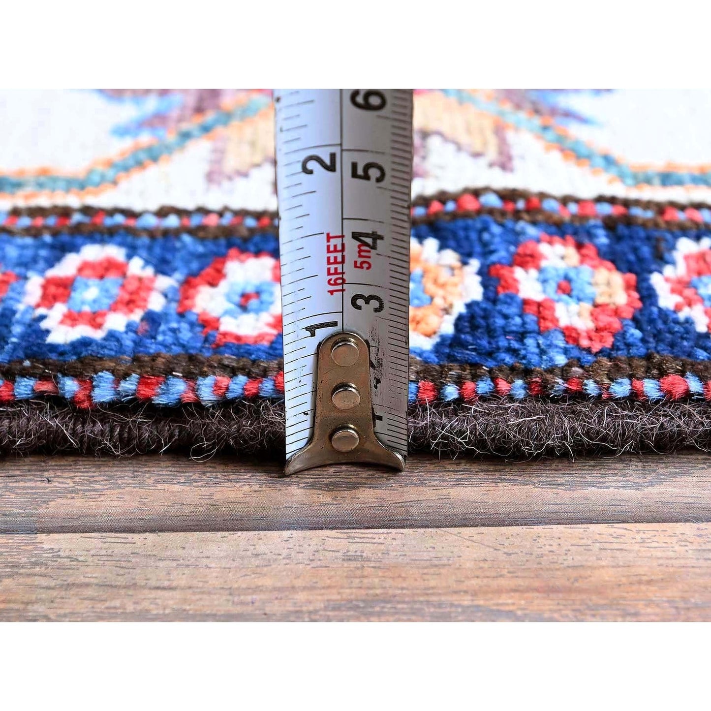 2'8"X9'2" Colorful Caucasian Design Revival Hand Knotted Wool Runner Rug