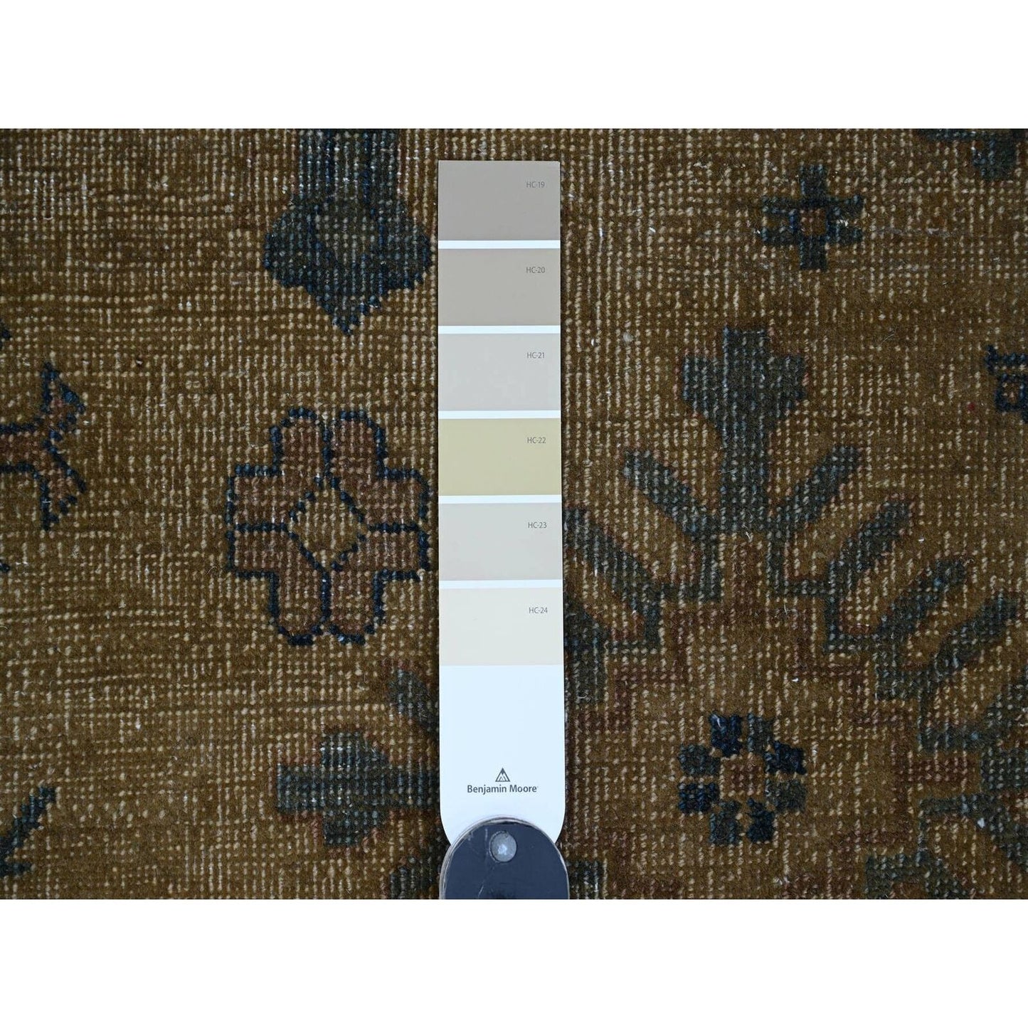 8'X9'1" Brown Overdyed Kazak Geometric Hand Knotted All Wool Squarish Rug