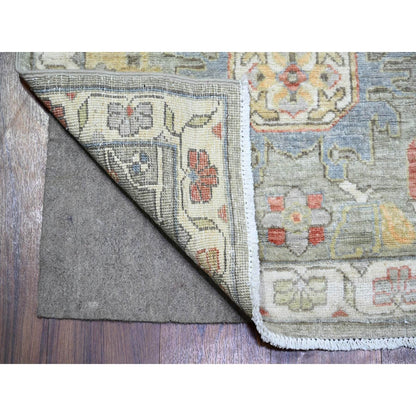 2'7"X11'9" Echo Gray Pure Wool Hand Knotted Finer Peshawar Runner Rug