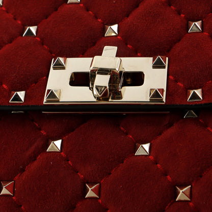 Valentino Garavani Rockstud Spike Flap Bag Quilted Suede Small