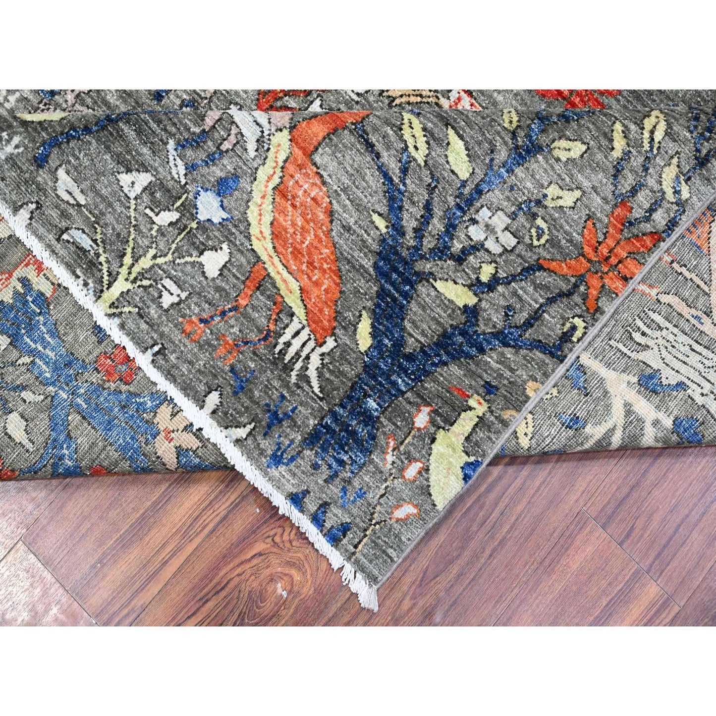 10'X10' Shark Gray Afghan Peshawar Wool Hand Knotted Square Oriental Rug