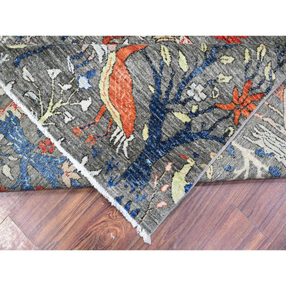 10'X10' Shark Gray Afghan Peshawar Wool Hand Knotted Square Oriental Rug