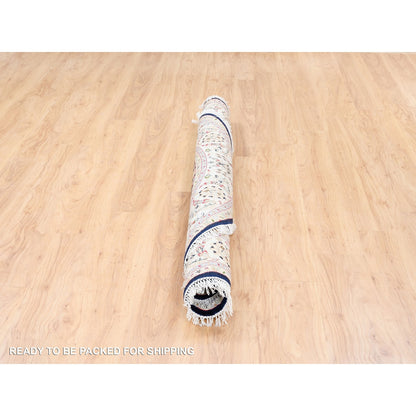 6'X6' Nain Pure Wool 250 Kpsi Navy Blue Hand Knotted Round Oriental Rug