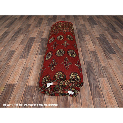 8'2"X10'1" Red Princess Bokara Tribal Medallions Rug Pure Wool Hand Knotted