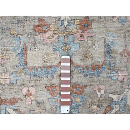 8'6"X11'3" Light Brown Antiqued Tebraz Design Pure Wool Hand Knotted Rug