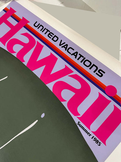 Linen United Airlines Hawaii Poster Pegge Hopper 1985 On