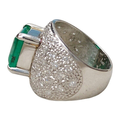 Rings Emerald Diamond Platinum Pt900