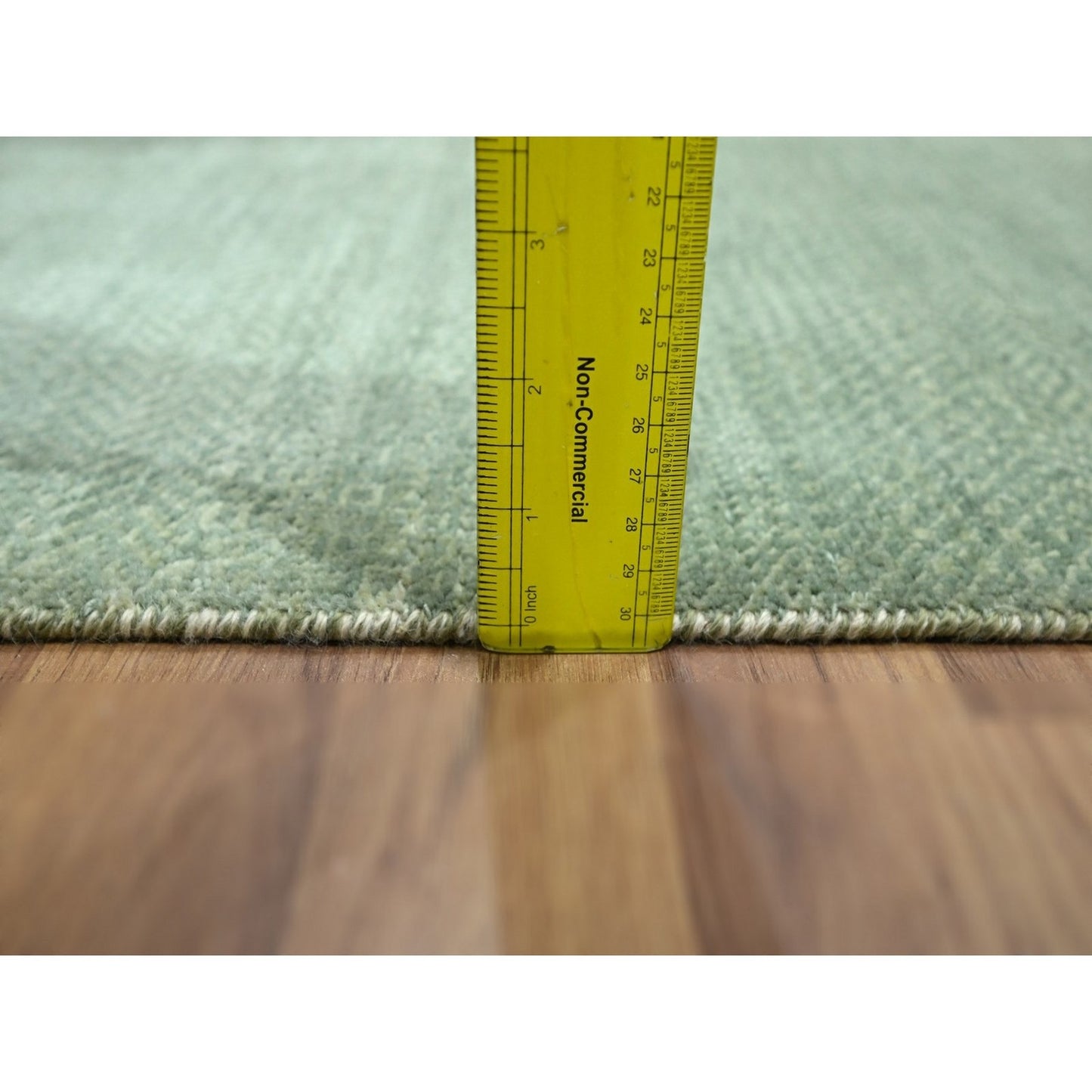 2'x3' Sage Green Natural Wool Modern Grass Design Hand Knotted Mat Rug