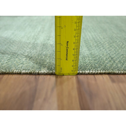 2'x3' Sage Green Natural Wool Modern Grass Design Hand Knotted Mat Rug