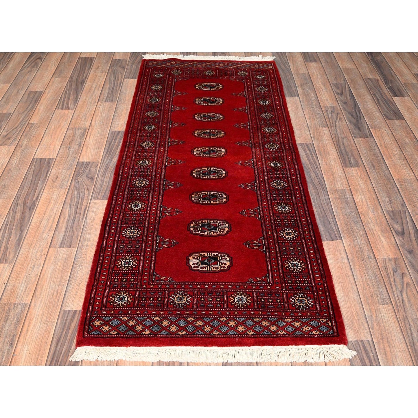 2'7"X6' Red Princess Bokara Tribal Medallions Rug Wool Hand Knotted Runner