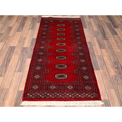 2'7"X6' Red Princess Bokara Tribal Medallions Rug Wool Hand Knotted Runner